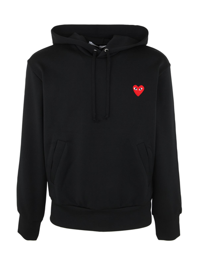 Comme Des Garçons Play Heart Hooded Sweatshirt In Black