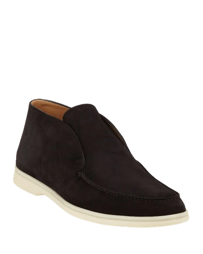 Loro Piana Men's Open Walk Suede Chukka Boots In Black