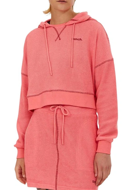 Bench French Terry Crop Hoodie In Tea Rose