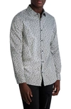 Karl Lagerfeld Geometric Print Long Sleeve Button-up Shirt In Black/ White