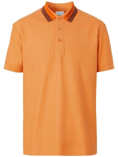 Burberry Contrast-collar Piqué Polo Shirt In Dusty Orange