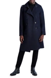 Karl Lagerfeld Regular Fit Double Breasted Coat In Navy