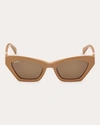Max Mara Monogram Acetate Cat-eye Sunglasses In Camel,brown