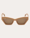 Max Mara Monogram Acetate Cat-eye Sunglasses In Camel