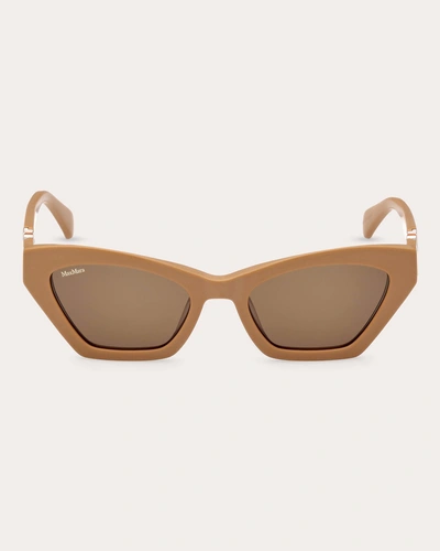 Max Mara Monogram Acetate Cat-eye Sunglasses In Semi Shiny Camel