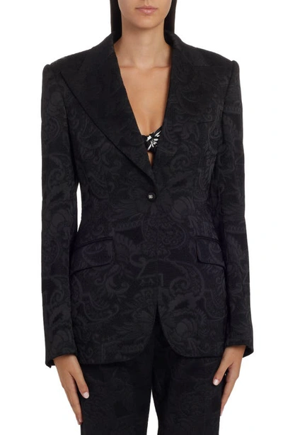 Dolce & Gabbana Floral Jacquard Blazer In Black