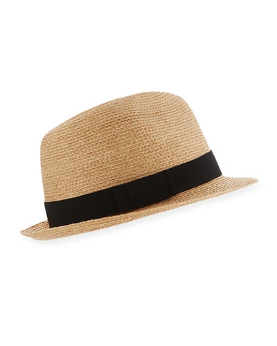 Helen Kaminski Avara Raffia Straw Fedora Hat In Beige