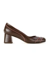 Sarah Chofakian Contrast Piped Pumps In Brown