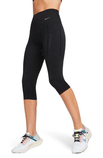 Nike Women's Go Firm-support High-waisted Capri Leggings With Pockets In Black