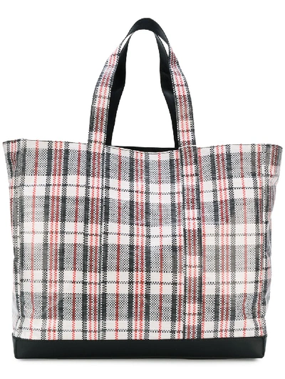 Helmut Lang Woven Plaid Shopping Bag In Red