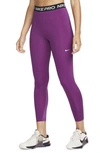 Nike Women's  Pro 365 High-waisted 7/8 Mesh Panel Leggings In Purple