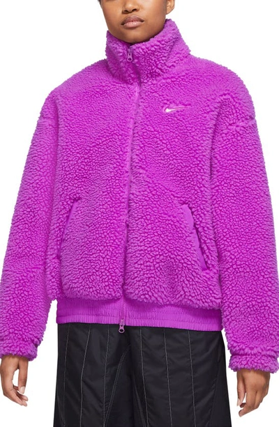 Nike Women's  Sportswear Swoosh Plush Jacket In Purple