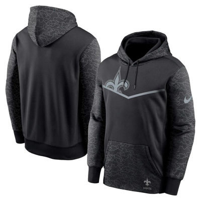 Nike Men's  Therma Rflctv Logo (nfl New Orleans Saints) Pullover Hoodie In Black