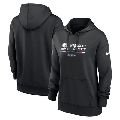 Nike Women's Dri-fit Crucial Catch (nfl Cleveland Browns) Pullover Hoodie In Black
