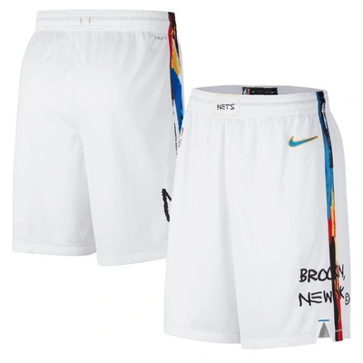 Nike Brooklyn Nets City Edition  Men's Dri-fit Nba Swingman Shorts In White