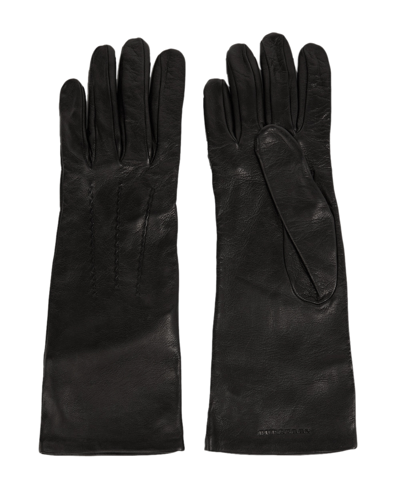 Burberry Logo Embossed Gloves In Black