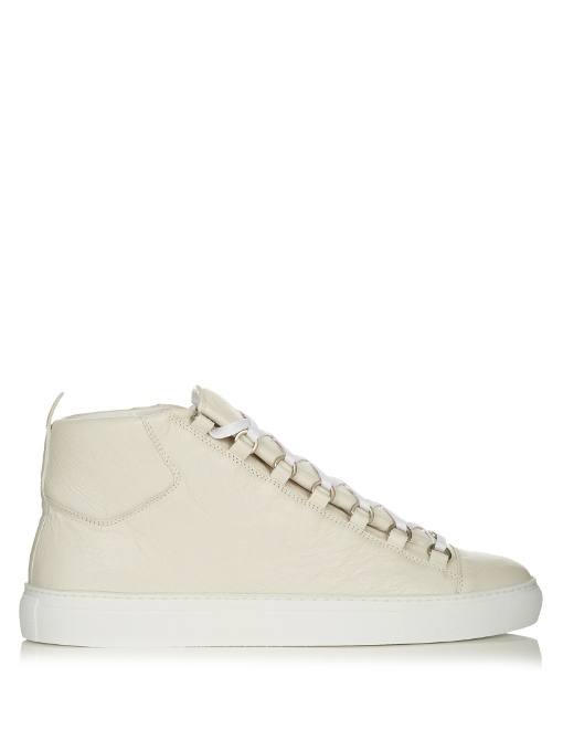 Balenciaga Arena High-top Leather Trainers In White | ModeSens
