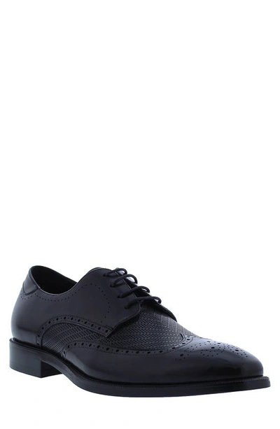 Zanzara Men's Wingtip Leather Trim Brogues In Black