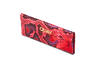 Quay Embossed Tri Fold Case In Green Snake Print,gold