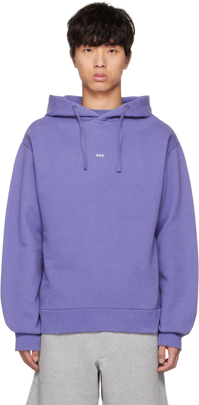 Apc A.p.c. Embroidered Larry Hoodie In Violet