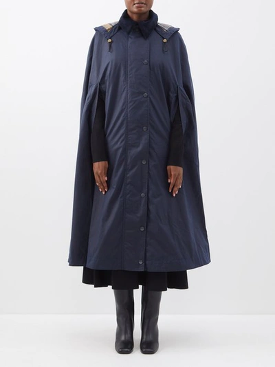 Chloé X Barbour Waxed-cotton Hooded Coat In Blue