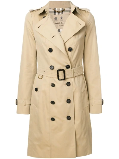 Burberry Sandringham Double Breasted Trench Coat In Tan
