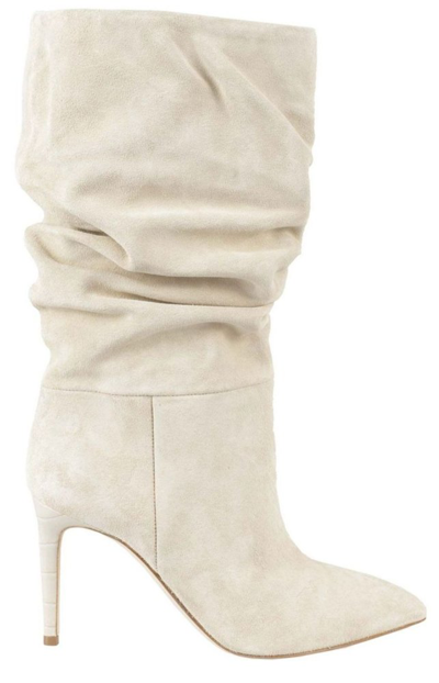 Paris Texas Slouchy Pointed Toe Boots In Vanilla
