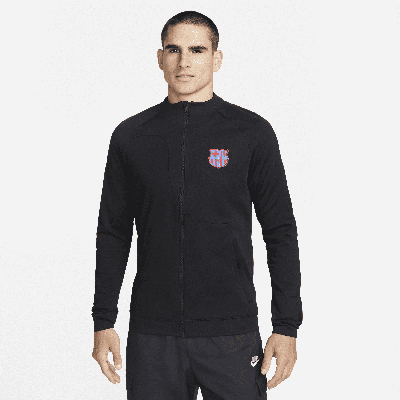 Nike Men's  Fc Barcelona Academy Pro Knit Soccer Jacket In Black/black/signal Blue/university Red