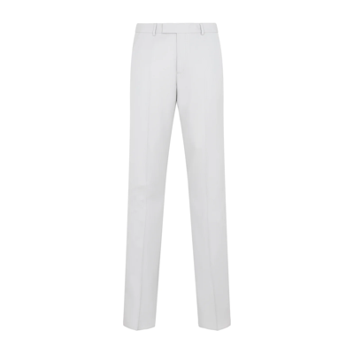 Dior Men's Pearl-colored Wool Cavalry Pants With Pleated Detailing In Grey