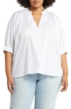 Harshman Plus Size Medina Dolman-sleeve V-neck Blouse In White