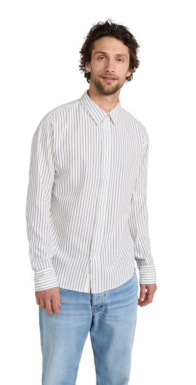 Rag & Bone Men's Fit 2 Stripe Engineered Sport Shirt In White Stripe