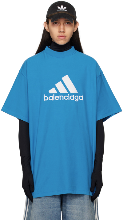 Balenciaga X Adidas T-shirt Aus Baumwolle In 4024 A-blue/white
