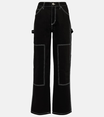Staud Painter Low-rise Straight-leg Jeans In Black