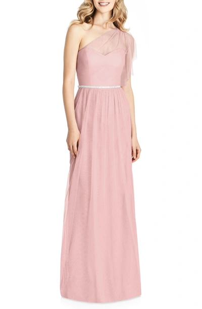 Jenny Packham One-shoulder Tulle A-line Gown In Rose