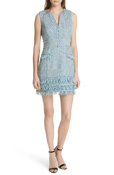 Milly Tweed Sleeveless A-line Dress In Blue