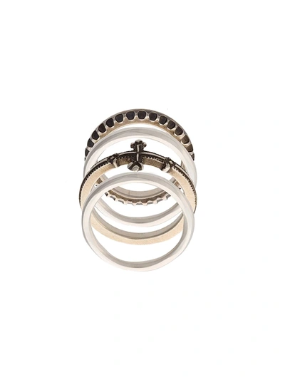 Werkstatt:münchen Embossed Stackable Rings In Metallic