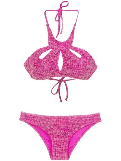 Amir Slama Cut Out Details Bikini Set In Pink