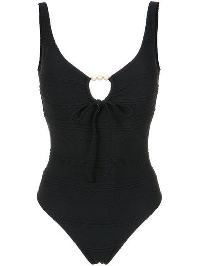Amir Slama Faux Pearl Embellished Swimsuit In Black