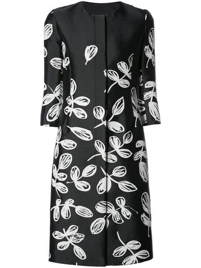 Oscar De La Renta Three-quarter Sleeves Floral Coat