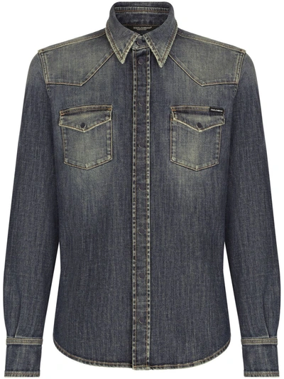 Dolce & Gabbana Long-sleeve Denim Shirt In Multicolor