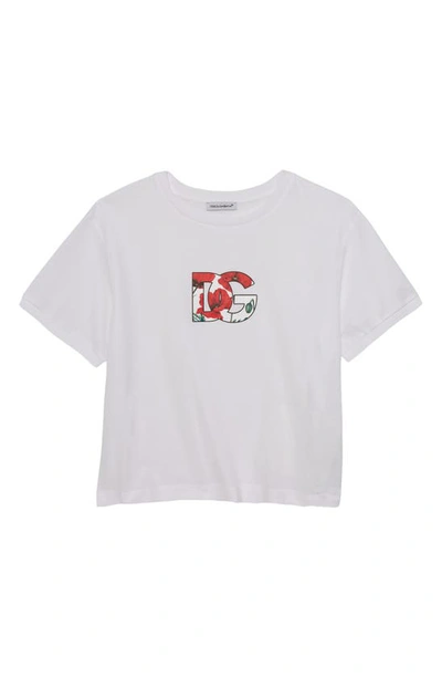 Dolce & Gabbana Kids' Logo印花t恤 In White