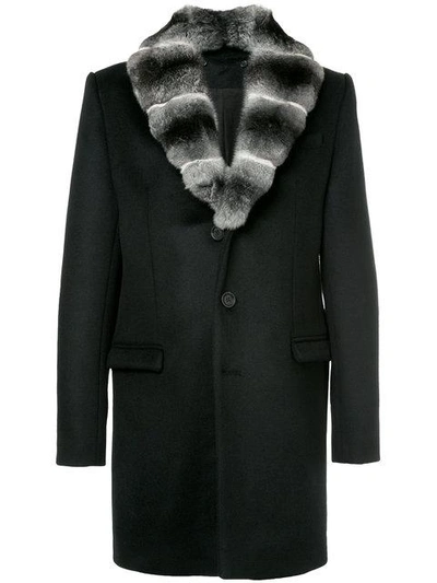 Yves Salomon Fur Lapel Coat In Black