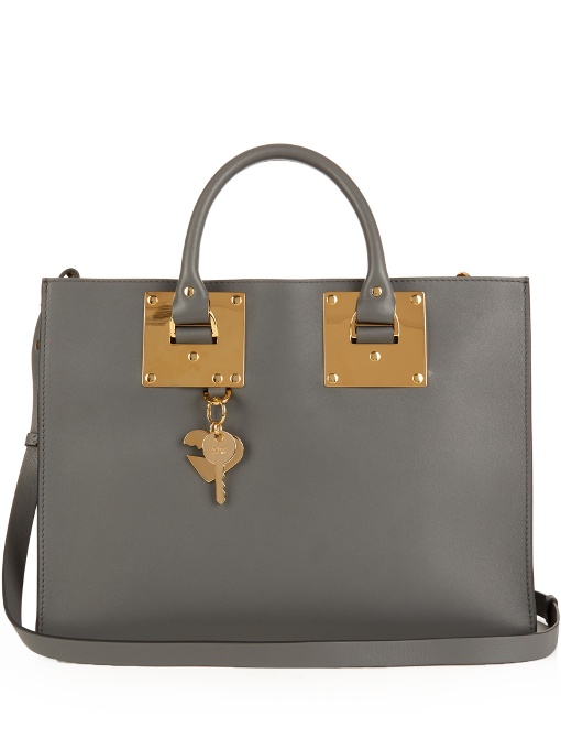 Sophie Hulme Albion East West Large Leather Tote In Charcoal-grey ...