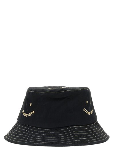 Ps By Paul Smith Logo-embroidered Organic Cotton Bucket Hat In Black