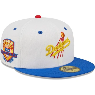 New Era Men's  White, Royal Los Angeles Dodgers 50th Anniversary Cherry Lolli 59fifty Fitted Hat In White,royal