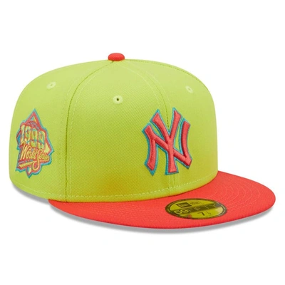New Era Men's  Green, Red New York Yankees Cyber Highlighter 59fifty Fitted Hat In Green,red