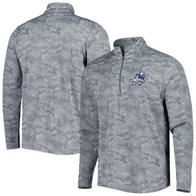 Antigua Gray Dallas Cowboys Brigade Throwback Quarter-zip Top