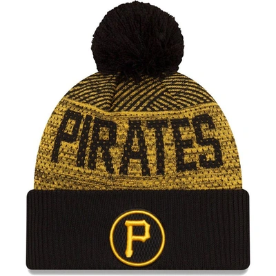 New Era Black Pittsburgh Pirates Authentic Collection Sport Cuffed Knit Hat With Pom