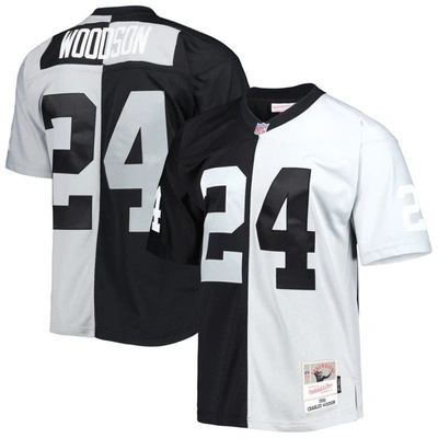 Mitchell & Ness Charles Woodson Black/silver Las Vegas Raiders 1998 Split Legacy Replica Jersey