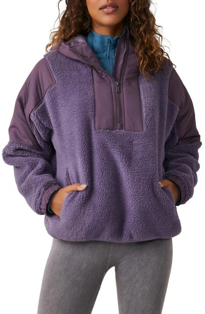 Free People Fp Movement Lead The Pack Fleece Hooded Pullover In Purple Daze Combo